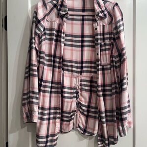 Plaid Pink and Navy button up Shirt